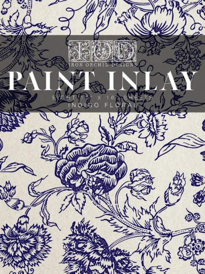 Paint Inlay "Indigo Floral" - IOD- Iron Orchid Designs